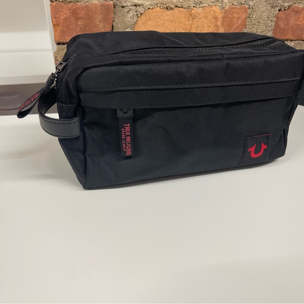 True Religion Black Men's toiletry Bag